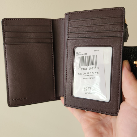 Coach Black Wallet with Red Floral Design - Picture 4 of 6